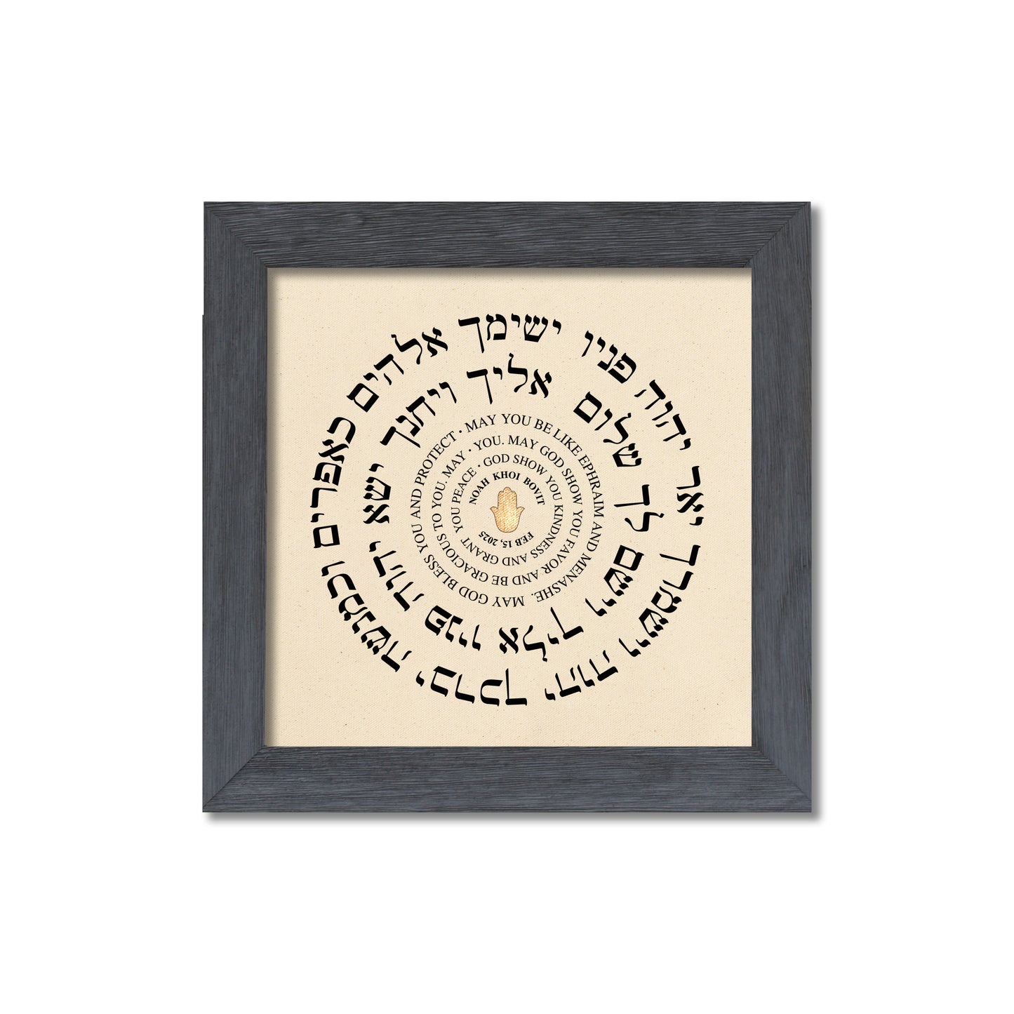 Personalized Jewish Blessing for Boy – Framed Birkat Kohanim