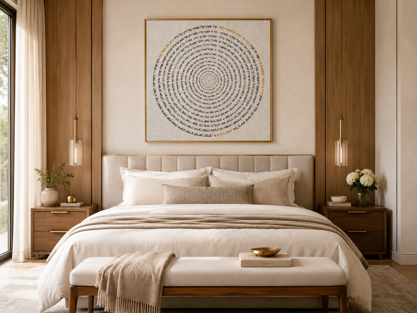 Luxury Custom Ketubah on Fine Linen with Gold Hebrew Calligraphy