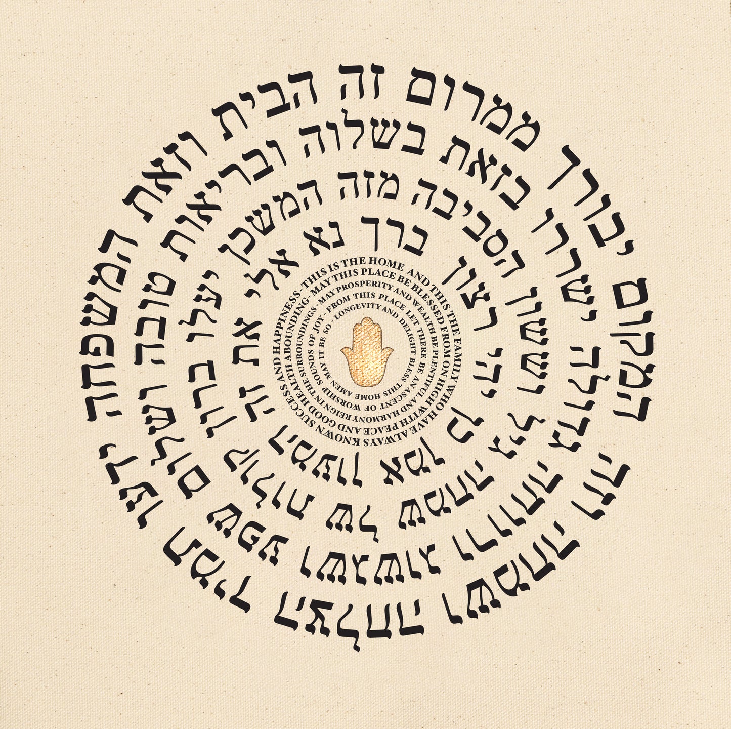 Jewish Home Blessing Birkat HaBayit – Golden Hamsa Canvas Wall Art
