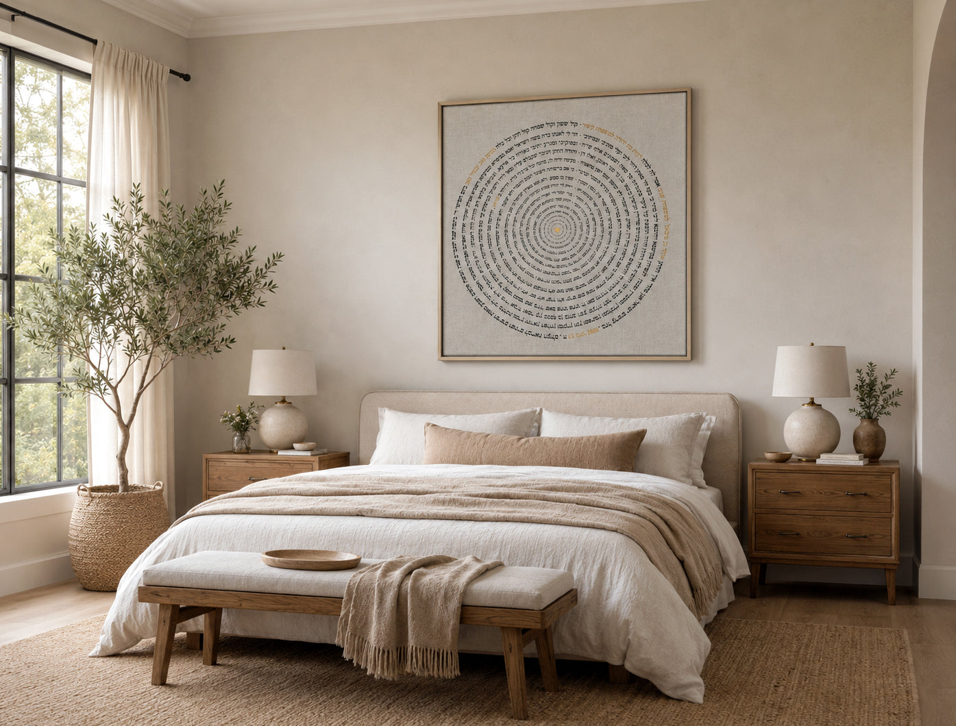 Luxury Custom Ketubah on Fine Linen with Gold Hebrew Calligraphy