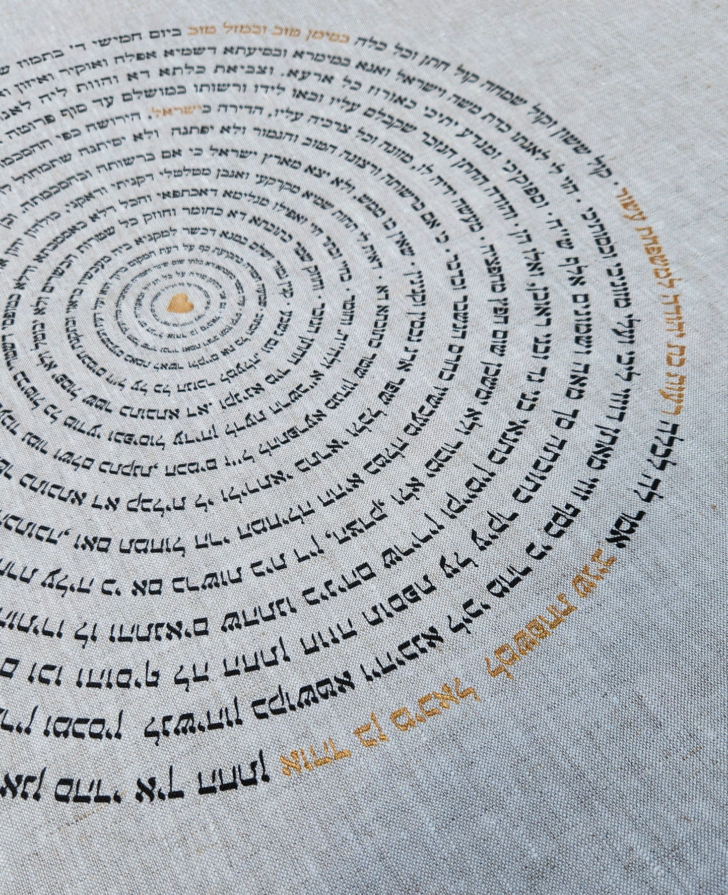 Luxury Custom Ketubah on Fine Linen with Gold Hebrew Calligraphy