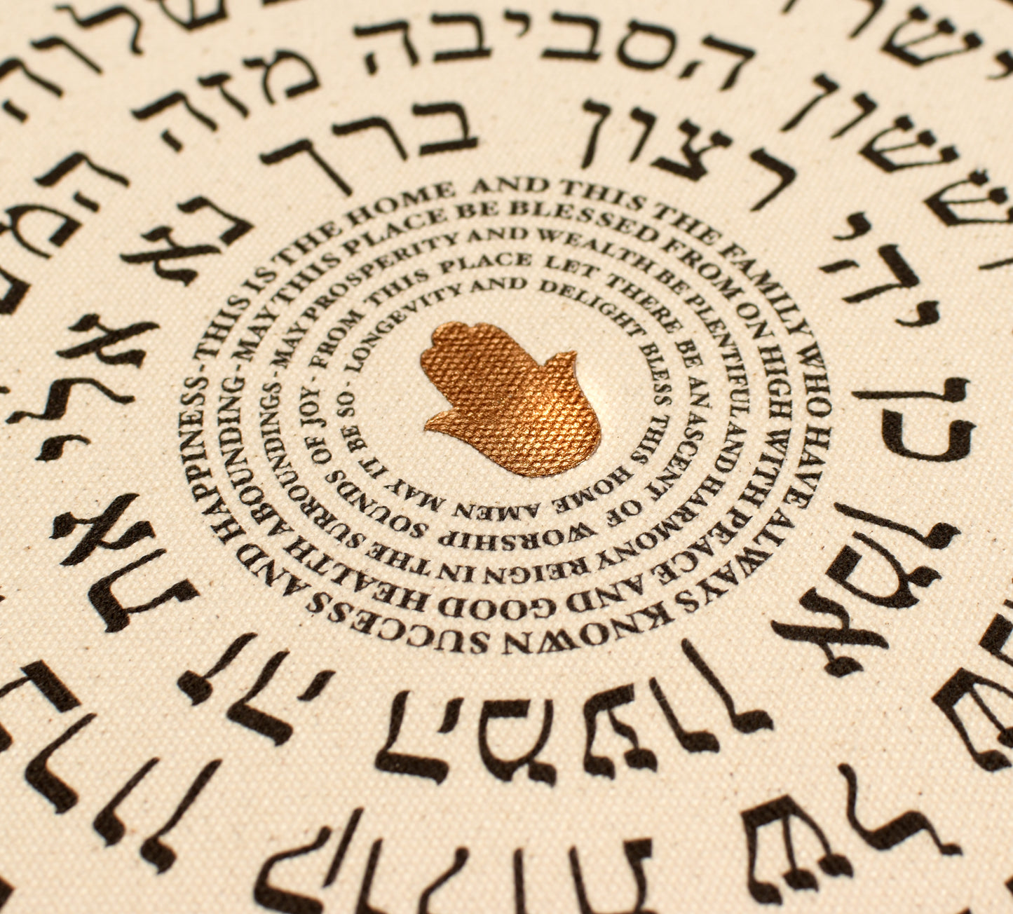 Jewish Home Blessing Birkat HaBayit – Golden Hamsa Canvas Wall Art